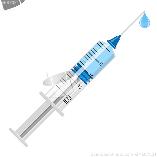 Image of Plastic Medical Syringe with Medicine and Drop