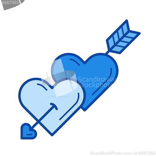 Image of Cupid arrow line icon.