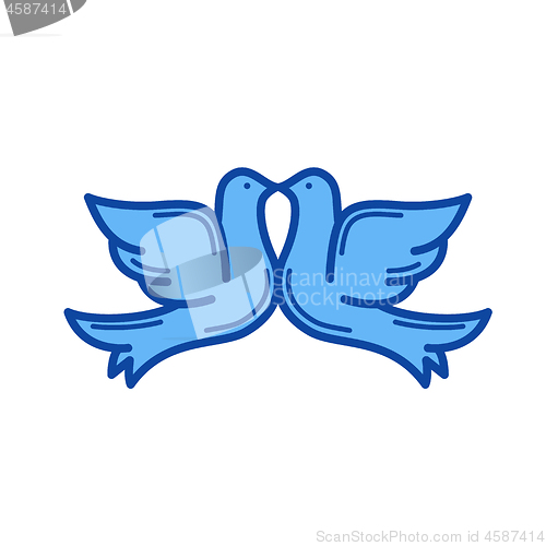 Image of Wedding doves line icon.