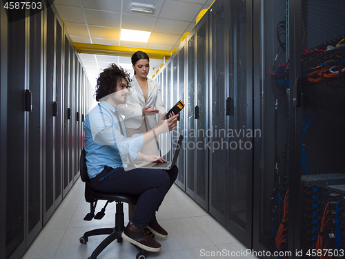 Image of technicians working together on servers