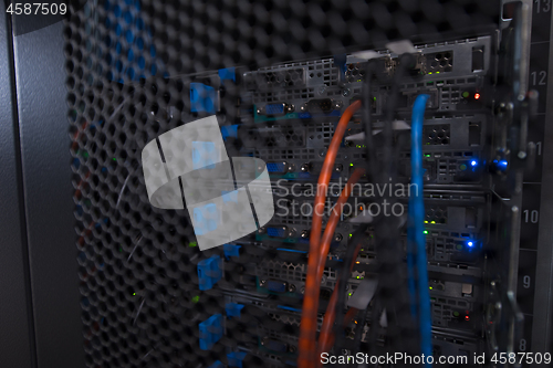 Image of closeup of a modern data center hardware