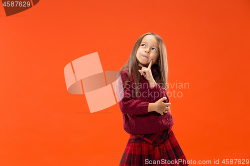 Image of Young serious thoughtful teen girl. Doubt concept.