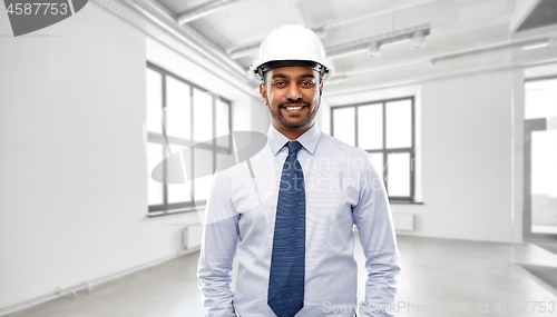 Image of indian architect or businessman in helmet