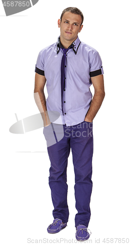 Image of Young Man in Purple Clothes