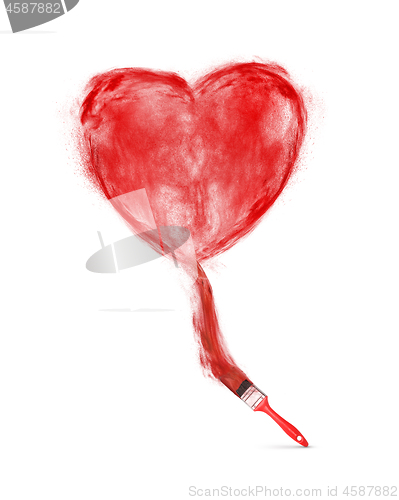 Image of Red powder heart painted brush.