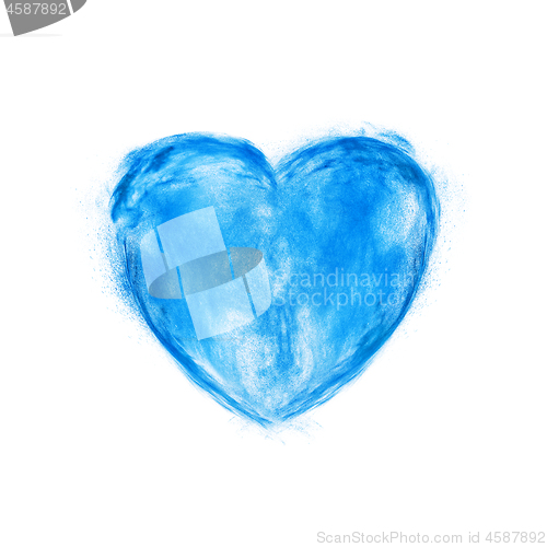 Image of Creative heart made from blue powder.