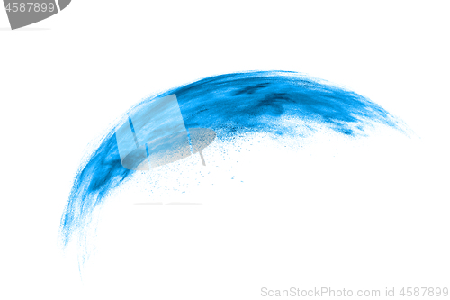 Image of Blue powder splash in the shape of feather.