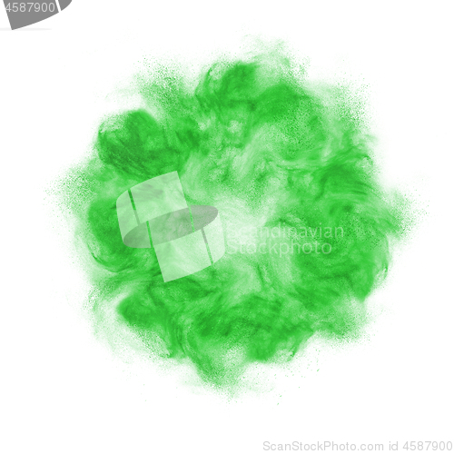 Image of Abstract green powdered splash as a round frame.