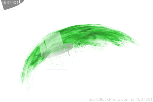 Image of Green powder splash in the shape of feather.