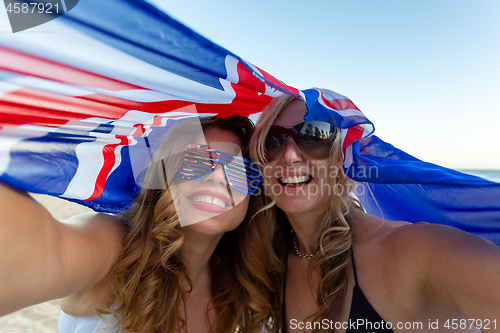 Image of Two patriotic women celebrate Australia Day