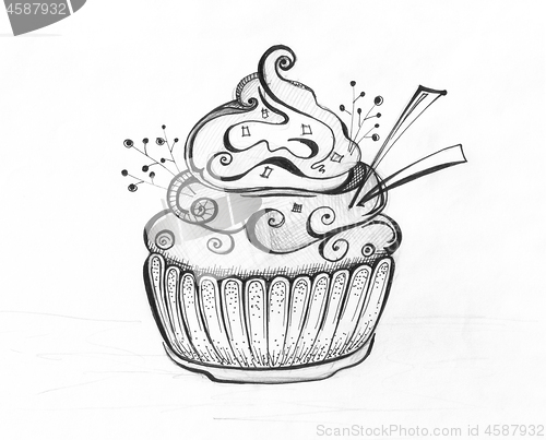 Image of Illustration - dessert in a cup of ice cream and cream