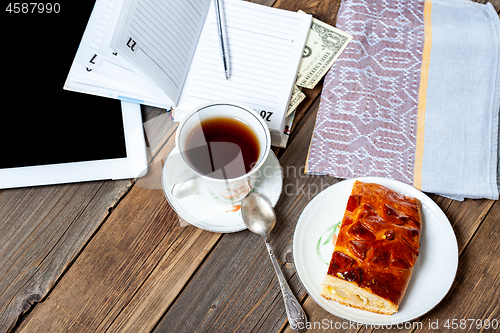 Image of modern blogger's morning breakfast