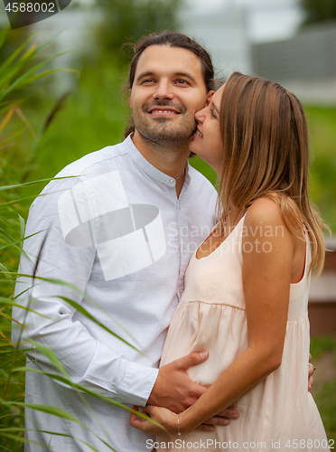 Image of Happy couple . Pregnancy