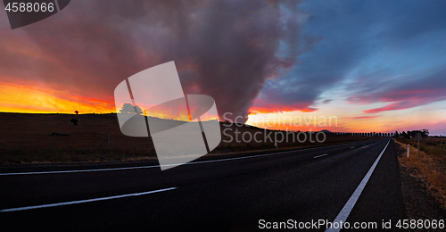 Image of Bush fire burning in rural Australia