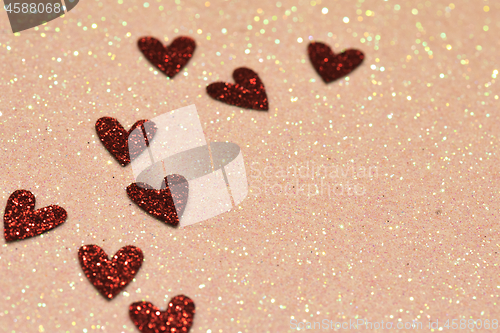 Image of Hearts over abstract background with bokeh