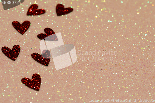 Image of Hearts over abstract background with bokeh