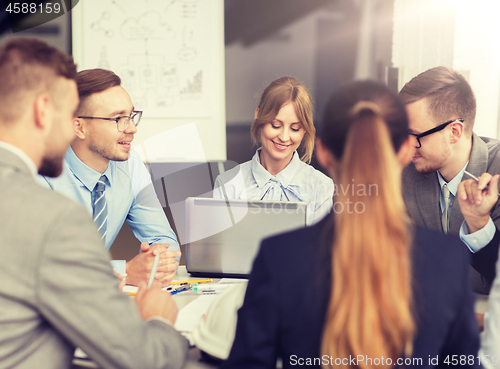 Image of architects with laptop meeting at office