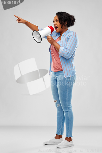 Image of african american woman over grey background