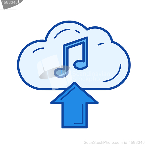 Image of Cloud upload music line icon.