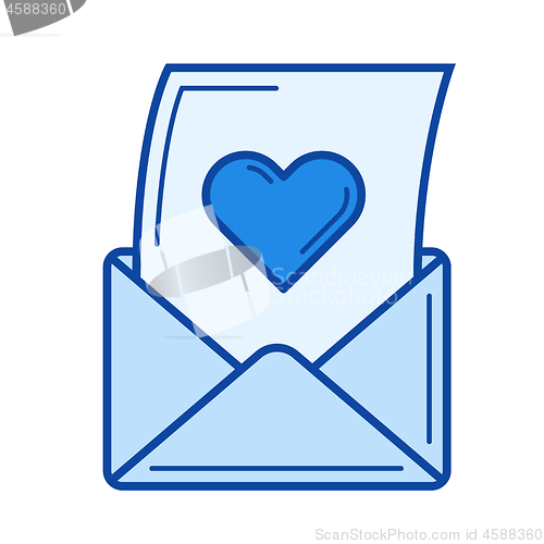 Image of Open love letter line icon.