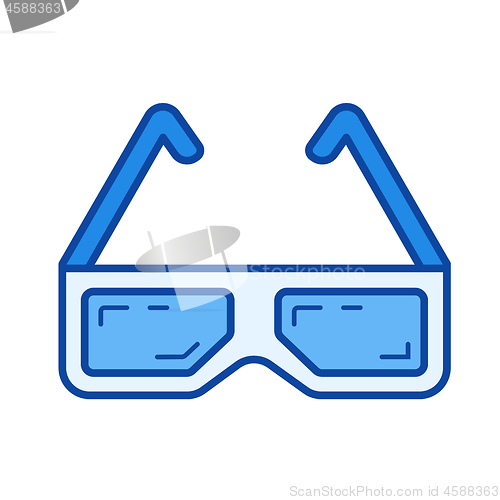 Image of Three d cinema glasses line icon.