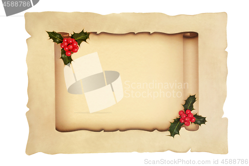 Image of Scroll with Holly Berry on Parchment