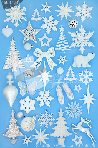 Image of Silver and White Frosted Christmas Decorations