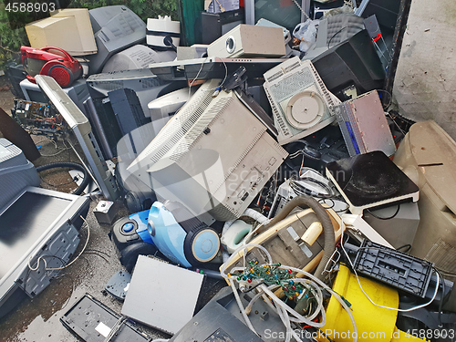 Image of Pile of used electronic and housewares waste