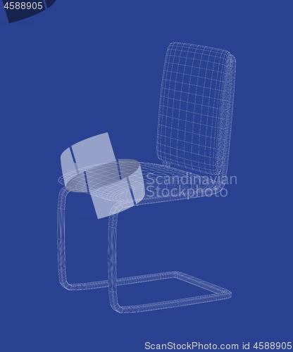 Image of 3D wire-frame model of dining chair

