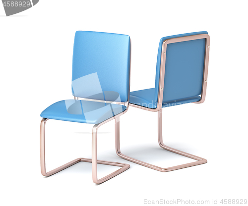 Image of Modern blue leather chairs