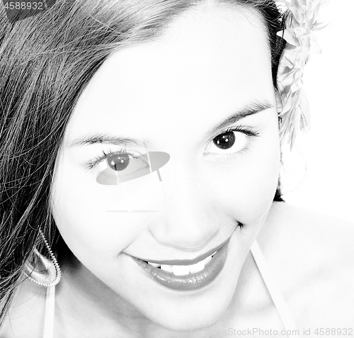 Image of Beautiful Young Face In The Bright Summer Sun