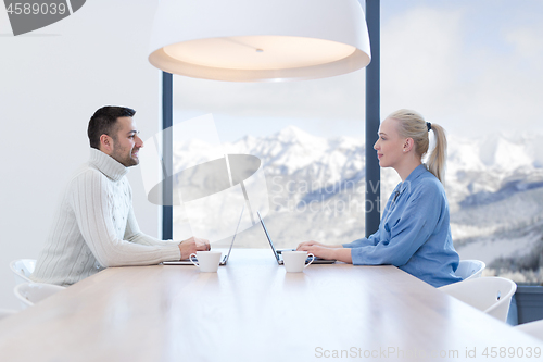 Image of Startup Business Team At A Meeting at modern office building