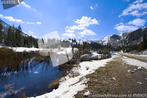 Image of Mountains, River and Snow in the Spring