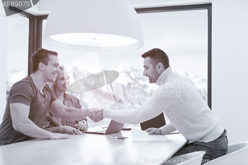 Image of Startup Business Team At A Meeting at modern office building