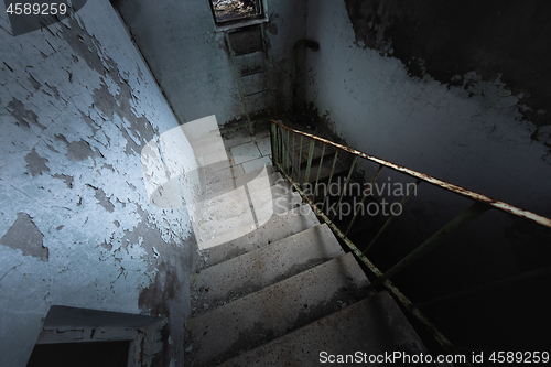 Image of Abandoned old staircase angle shot