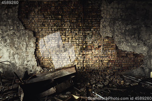 Image of Abandoned and damaged building wall