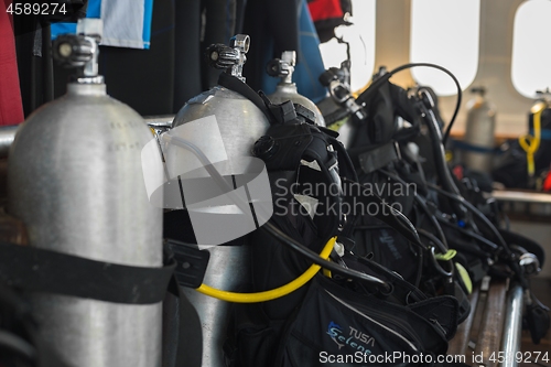 Image of Scuba gear on the boat drying