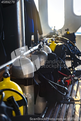 Image of Scuba gear on the boat drying