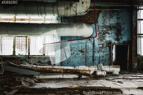 Image of Dark industrial interior of factory