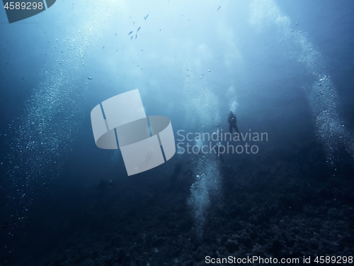 Image of Scuba diver descending to the bottom