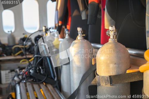 Image of Scuba gear on the boat drying
