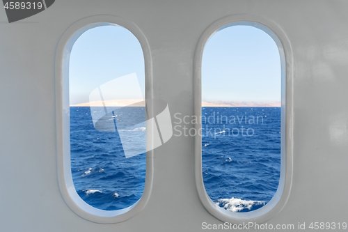 Image of View through windows at the sea