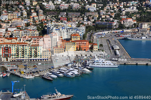Image of Beautiful view above Port of Nice on French Riviera, France
