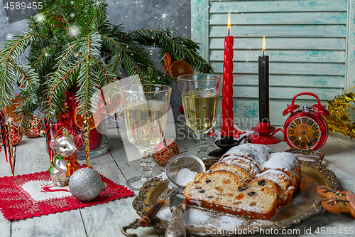 Image of Festively served Christmas table.