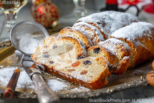 Image of Stollen is a traditional German Christmas dessert.