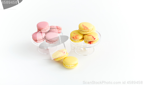 Image of macarons on glass confectionery stand