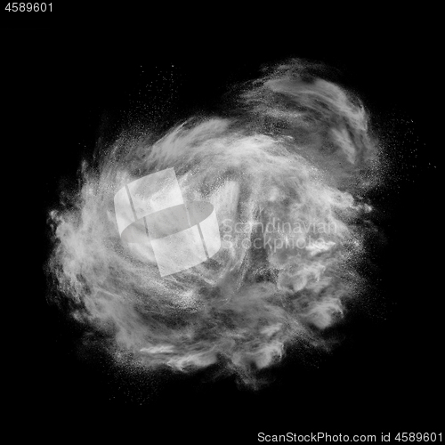 Image of White abstract round powder explosion.