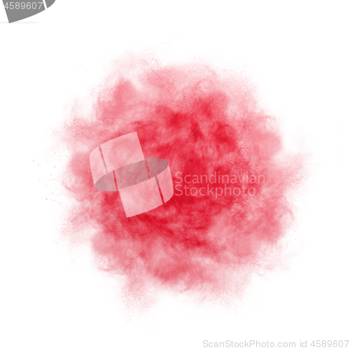 Image of Abstract round cloud of red powder.