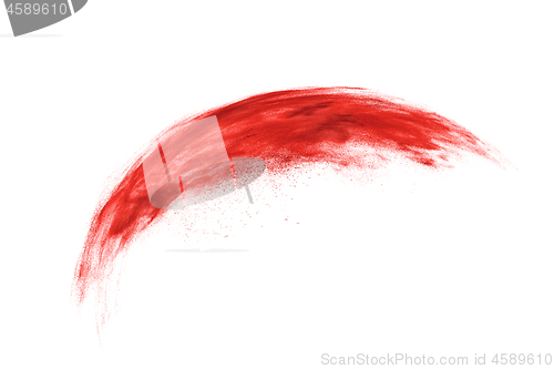 Image of Red paint powder splash on a white background.