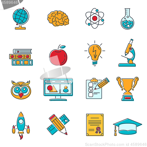 Image of Online Education colored Line Web Icon Set